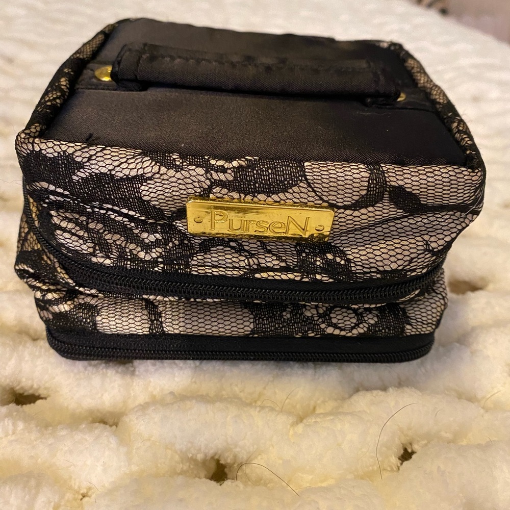 PurseN Black Lace Jewelry Travel Bag